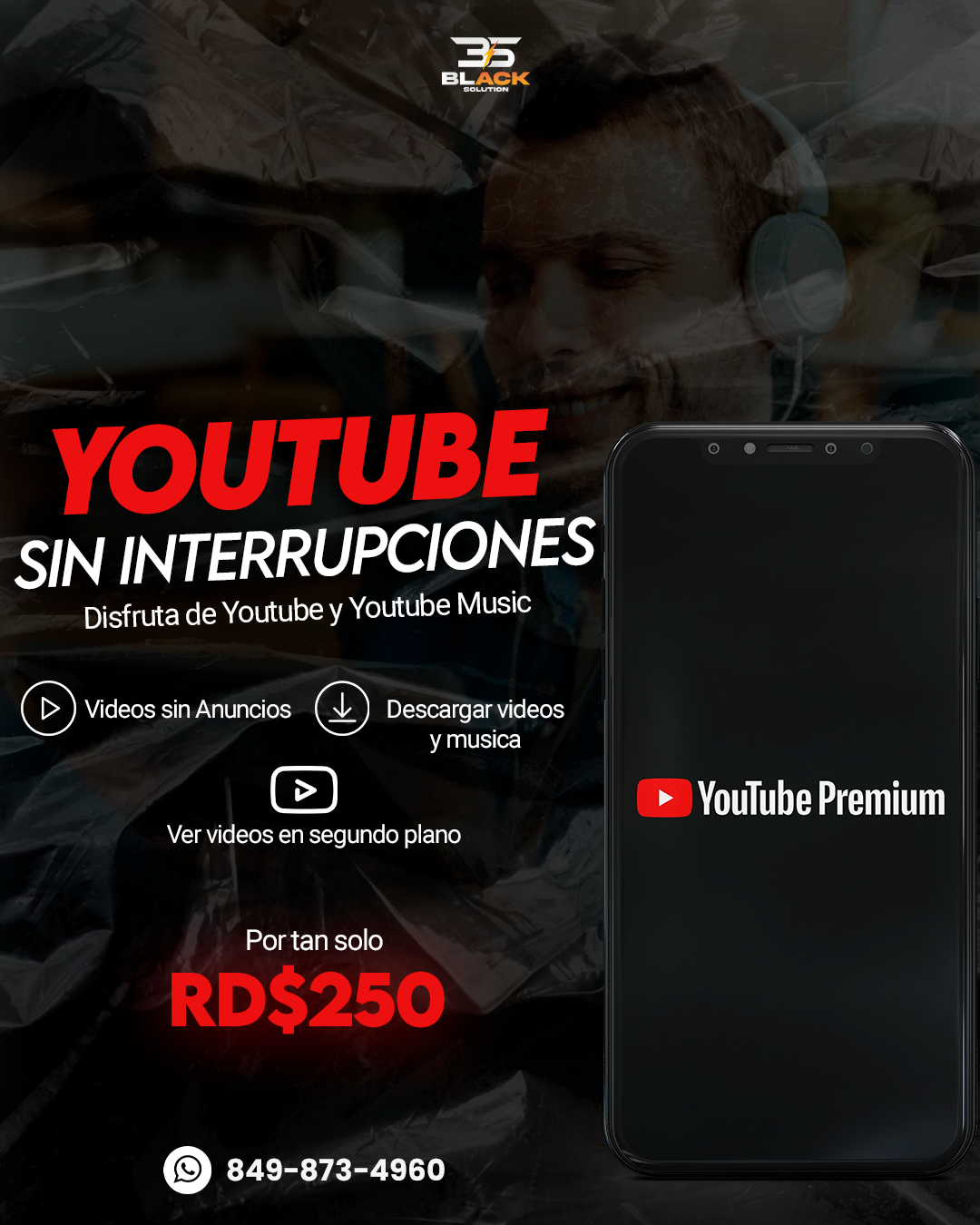 YOUTUBE PREMIUN + YOUTUBE MUSIC – Black Solution